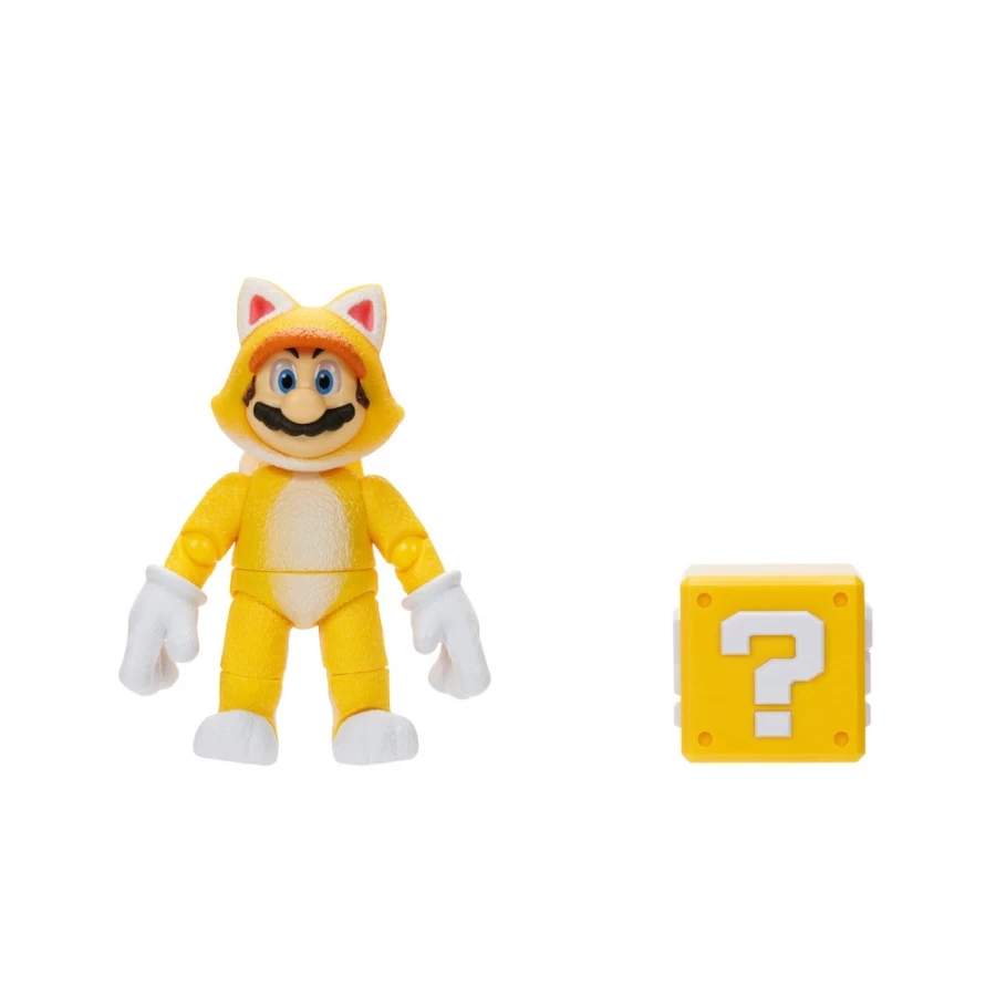 "5 Inch Cat Mario Collectible Figure with Question Block - Super Mario Bros"