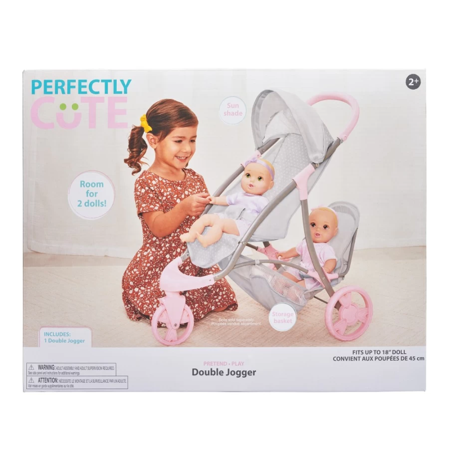 "Perfectly-Cute Double Stroller for Twins - Lightweight Side-by-Side Baby Stroller with Adjustable Canopy"