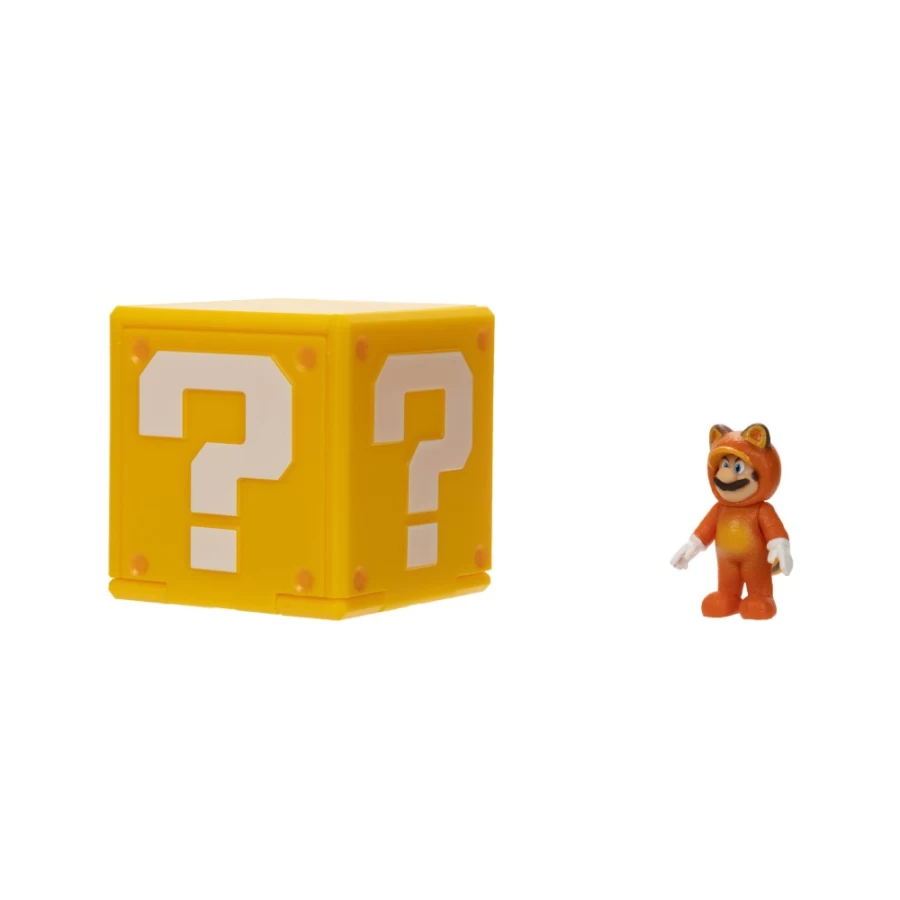 "1.25 Inch Tanooki Mario Mini Figure with Question Block – Super Mario Bros Collectible"